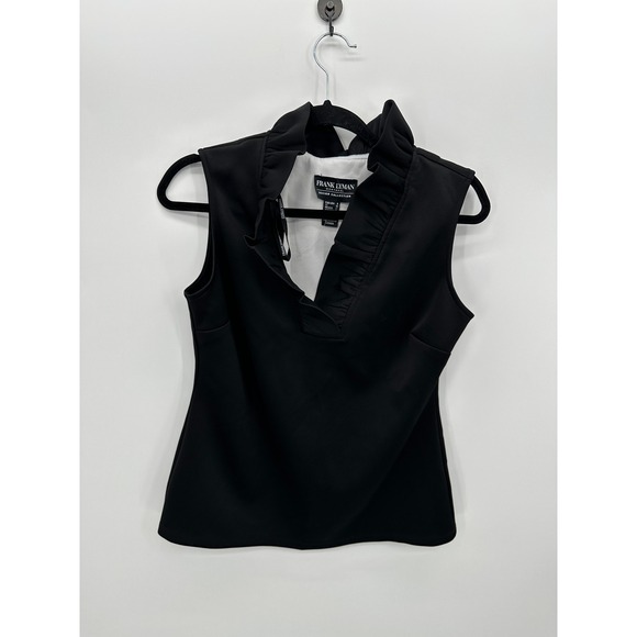 Frank Lyman Design Tops - Frank Lyman Womens Black Sleeveless Top Size 8 Ruffle V-Neck Career Office